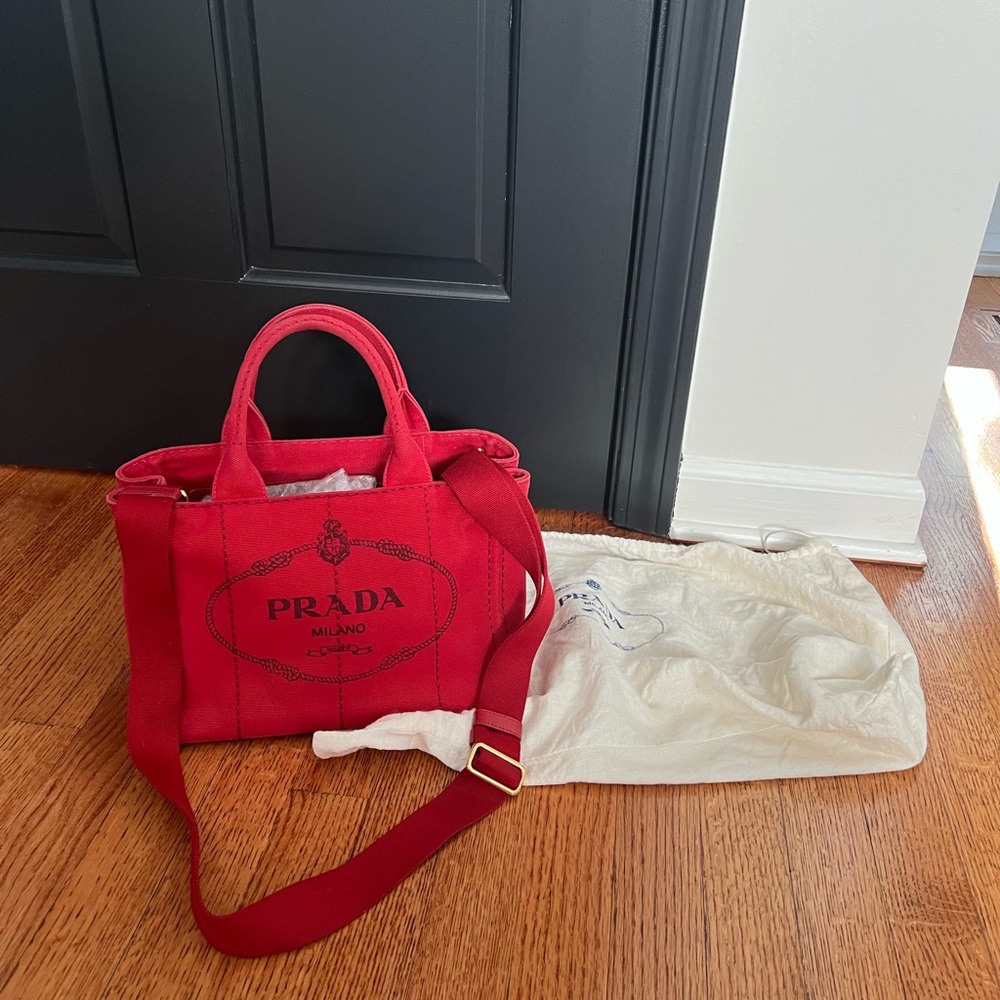 Prada canapa bag small in red / rosso